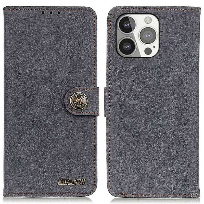 Kotelot iPhone 13 Pro Khazneh Retro Halkaistu Keinonahka