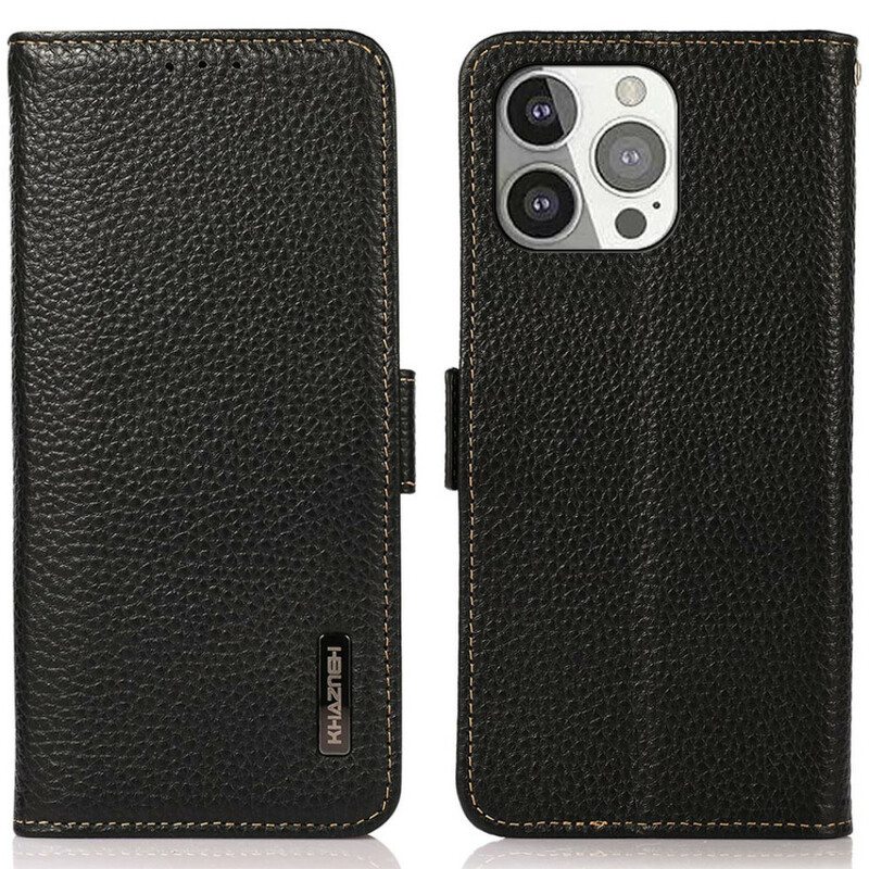 Kotelot iPhone 13 Pro Litsi Nahka Rfid Khazneh