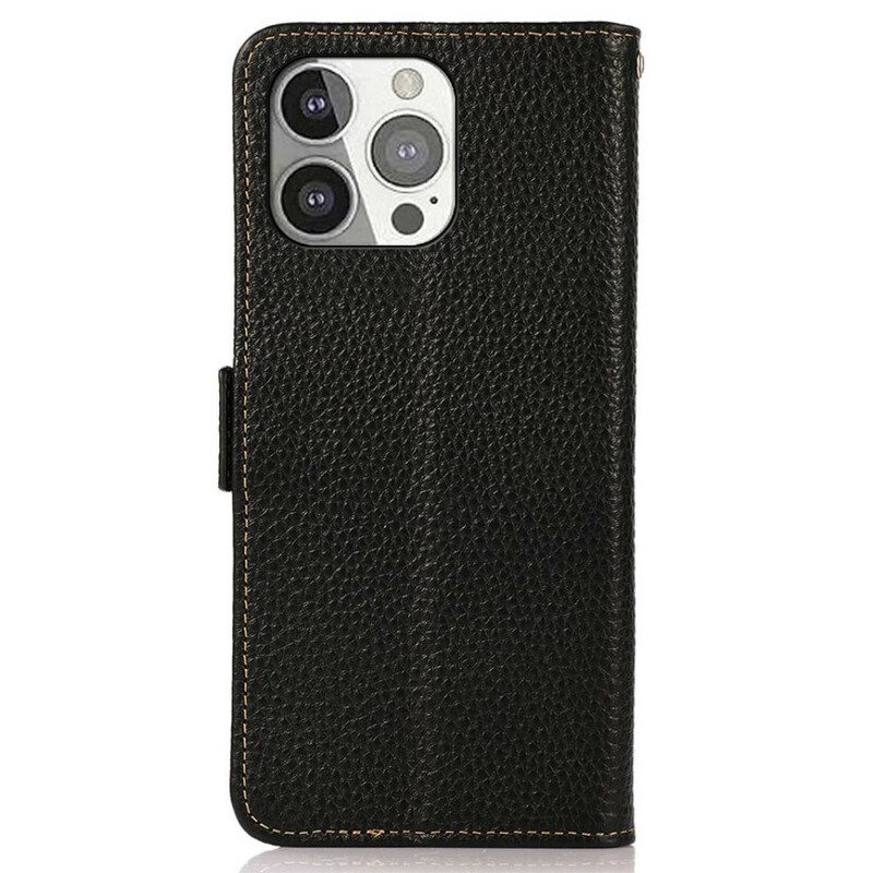 Kotelot iPhone 13 Pro Litsi Nahka Rfid Khazneh