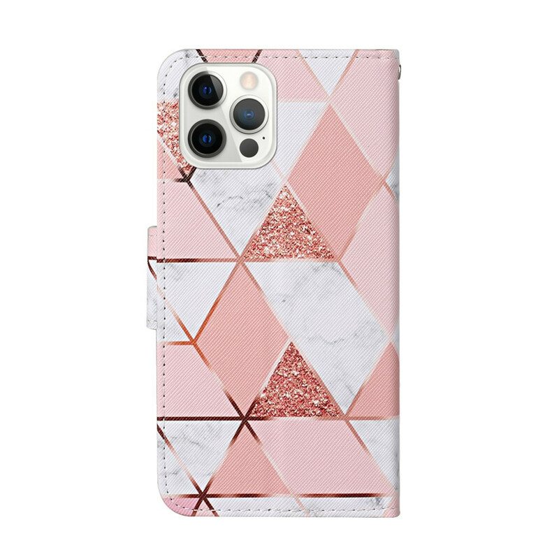 Kotelot iPhone 13 Pro Marmori Ja Paljetteja Hihnalla