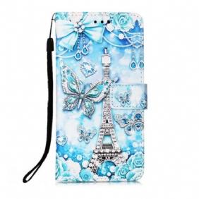 Kotelot iPhone 13 Pro Suojaketju Kuori Eiffel-tornin Perhoshihna