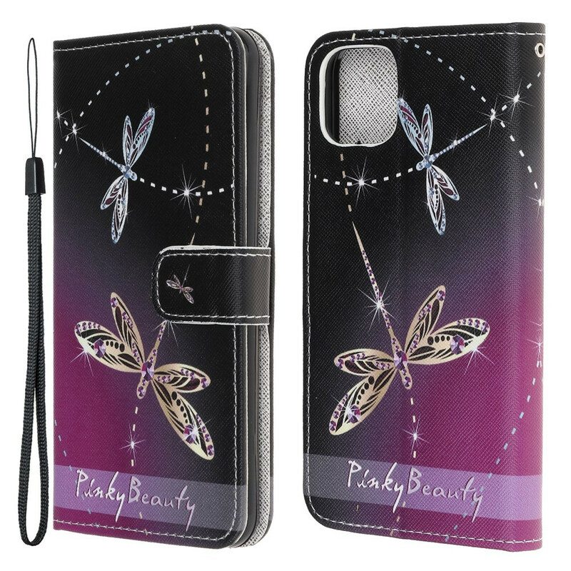 Kotelot iPhone 13 Pro Suojaketju Kuori Strappy Dragonflies