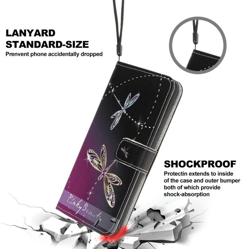 Kotelot iPhone 13 Pro Suojaketju Kuori Strappy Dragonflies