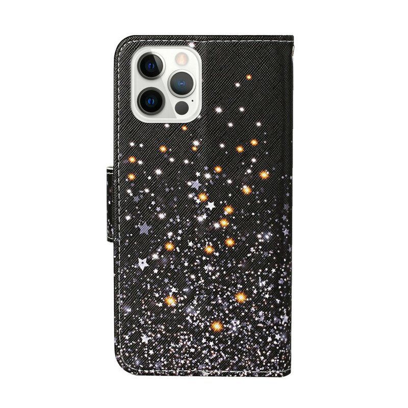 Kotelot iPhone 13 Pro Tähtiä Ja Paljetteja Kaulanauhalla