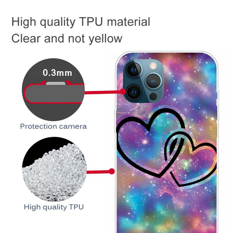 Kuori iPhone 13 Pro Ketjutetut Sydämet