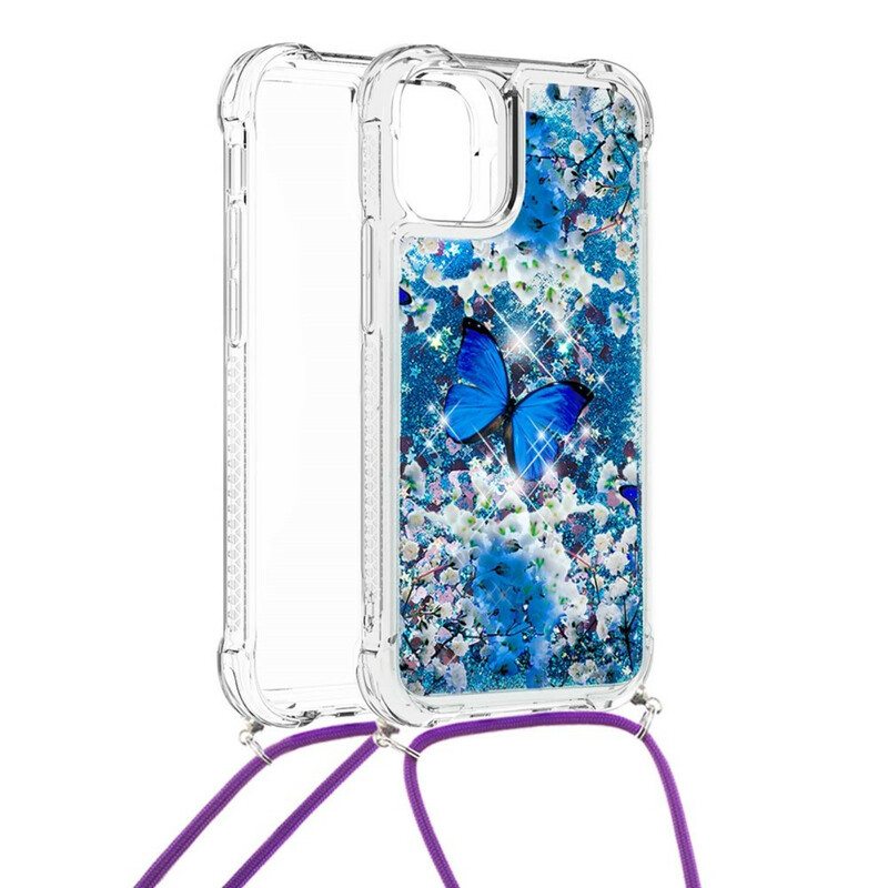 Kuori iPhone 13 Pro Kiristysnyörillä Kiristysnyöri Paljettiperhosia