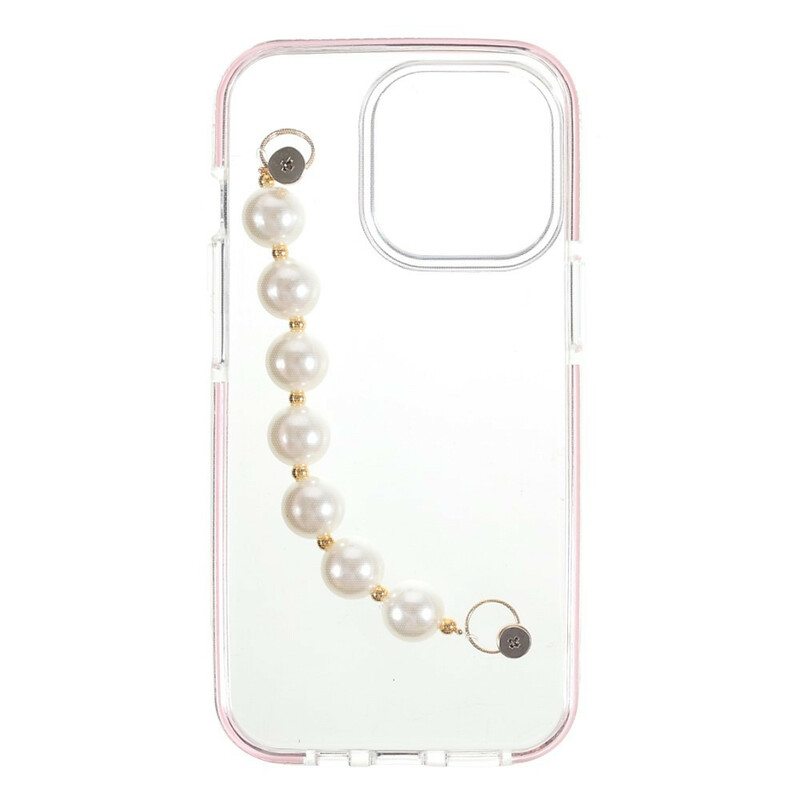 Kuori iPhone 13 Pro Silikoni Rannekorun Helmiä
