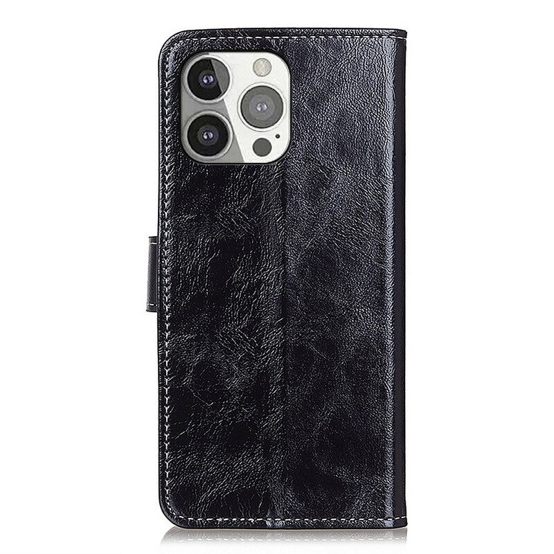 Nahkakotelo iPhone 13 Pro Kiiltävät Ja Näkyvät Saumat