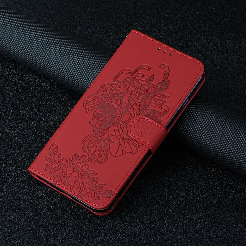 Nahkakotelo iPhone 13 Pro Suojaketju Kuori Barokki Ranneke Tiger