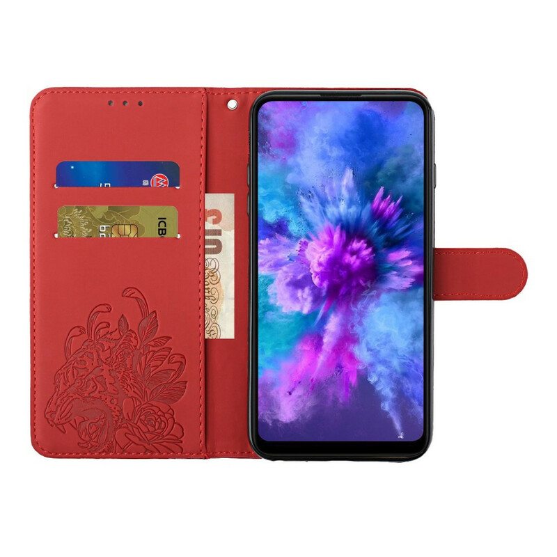 Nahkakotelo iPhone 13 Pro Suojaketju Kuori Barokki Ranneke Tiger
