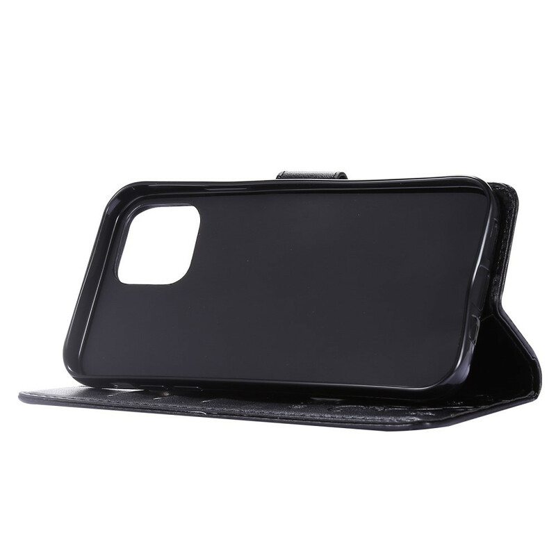 Nahkakotelo iPhone 13 Pro Suojaketju Kuori Strappy Graafiset Kukat