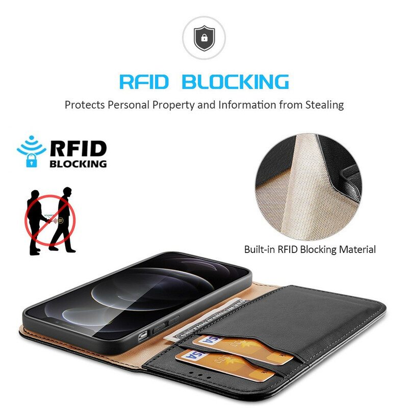 Puhelinkuoret iPhone 13 Pro Kotelot Flip Dux Ducis Rfid Haljasnahka