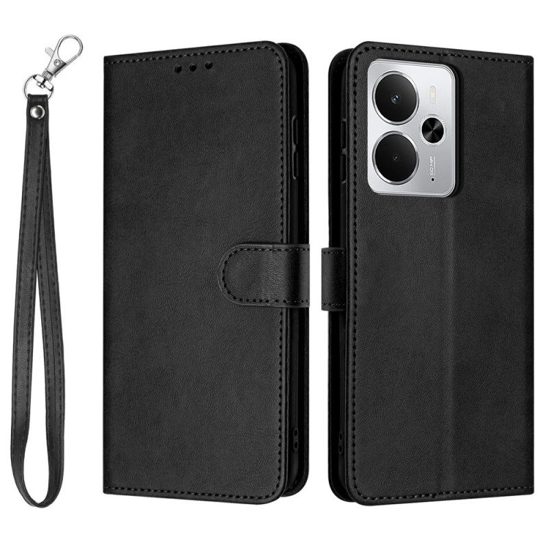 Kotelot Realme 14 5g Nahkaefekti Kaulanauhalla Suojakuori