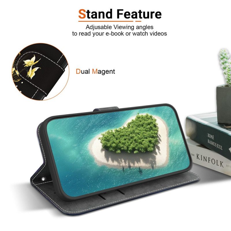 Kuoret Realme 14 5g Kultaisia Ja Vaaleanpunaisia Perhosia