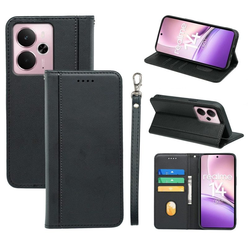 Nahkakotelo Realme 14 5g Irrotettava Hihna