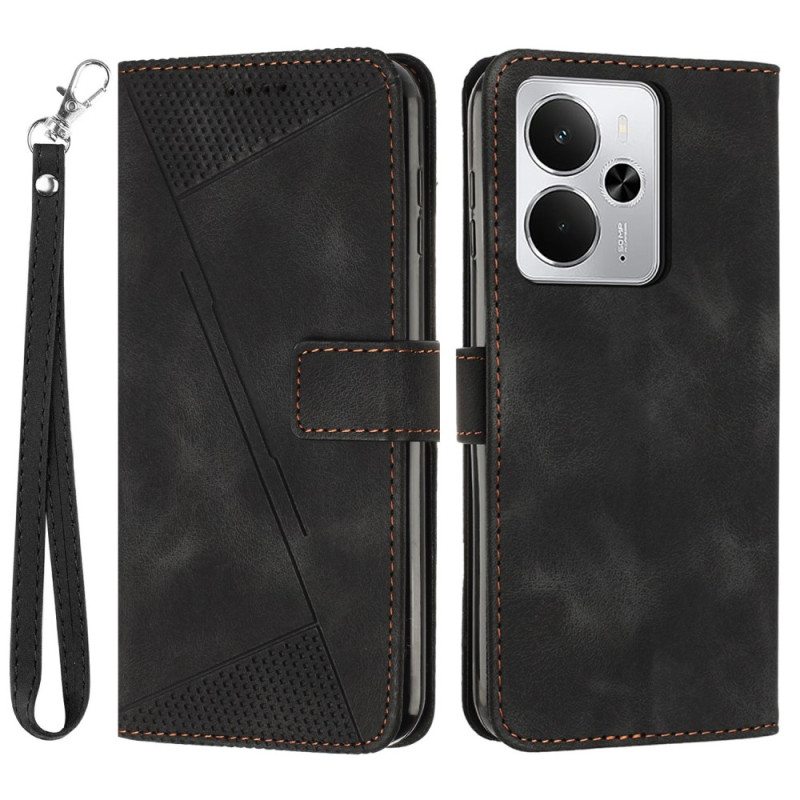 Nahkakotelo Realme 14 5g Viivat Ja Hihna