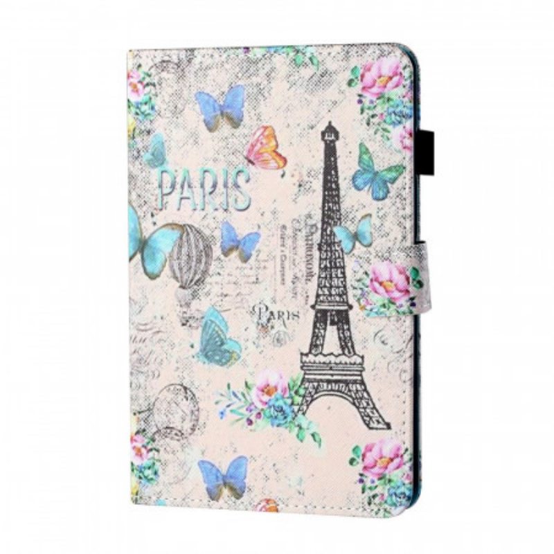 Nahkakotelo iPad Mini 6 (2021) Eiffel-tornin Perhoset