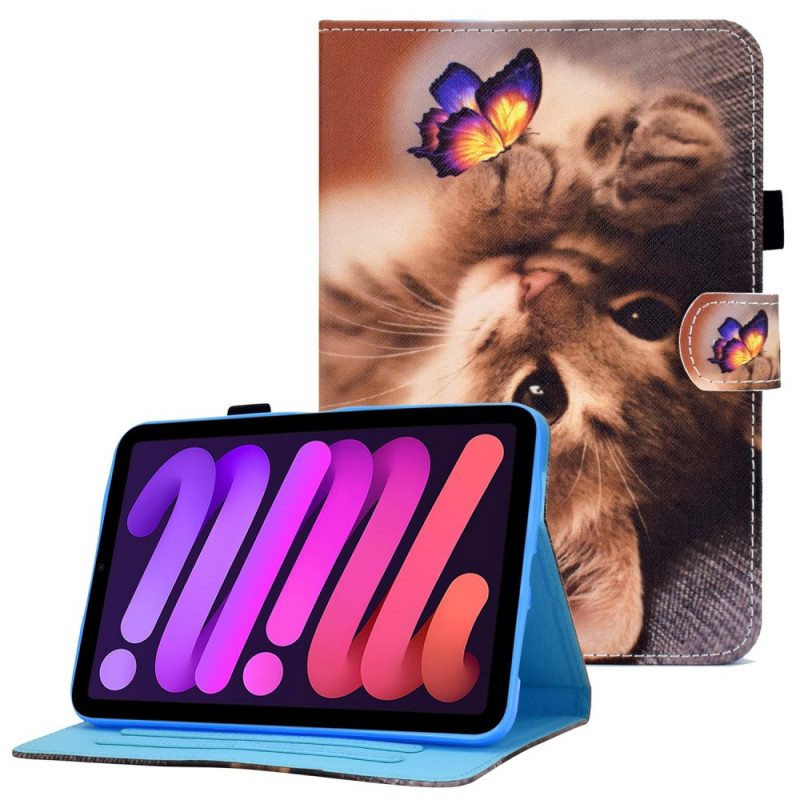 Nahkakotelo iPad Mini 6 (2021) Kissani Ja Perhonen