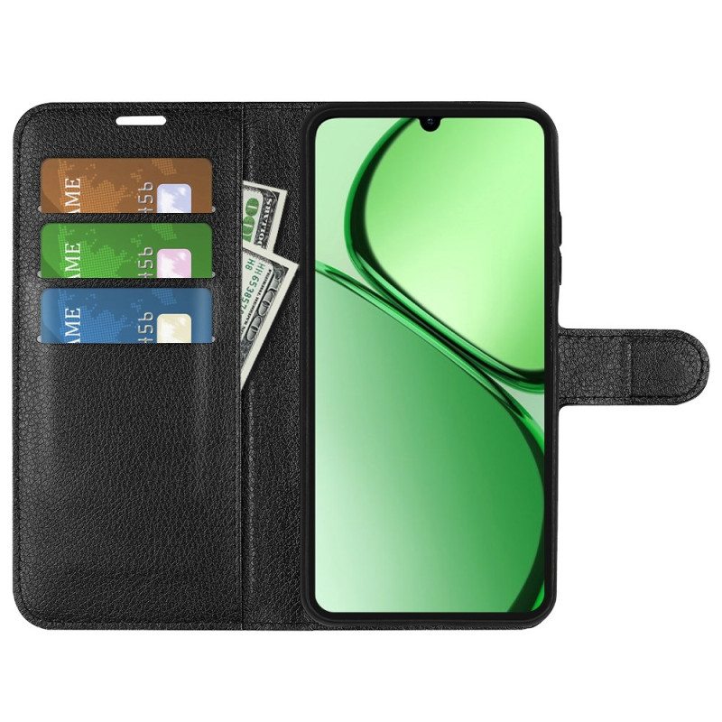 Kotelot Realme Note 60x Klassinen Litsikuvioinen Tekonahka