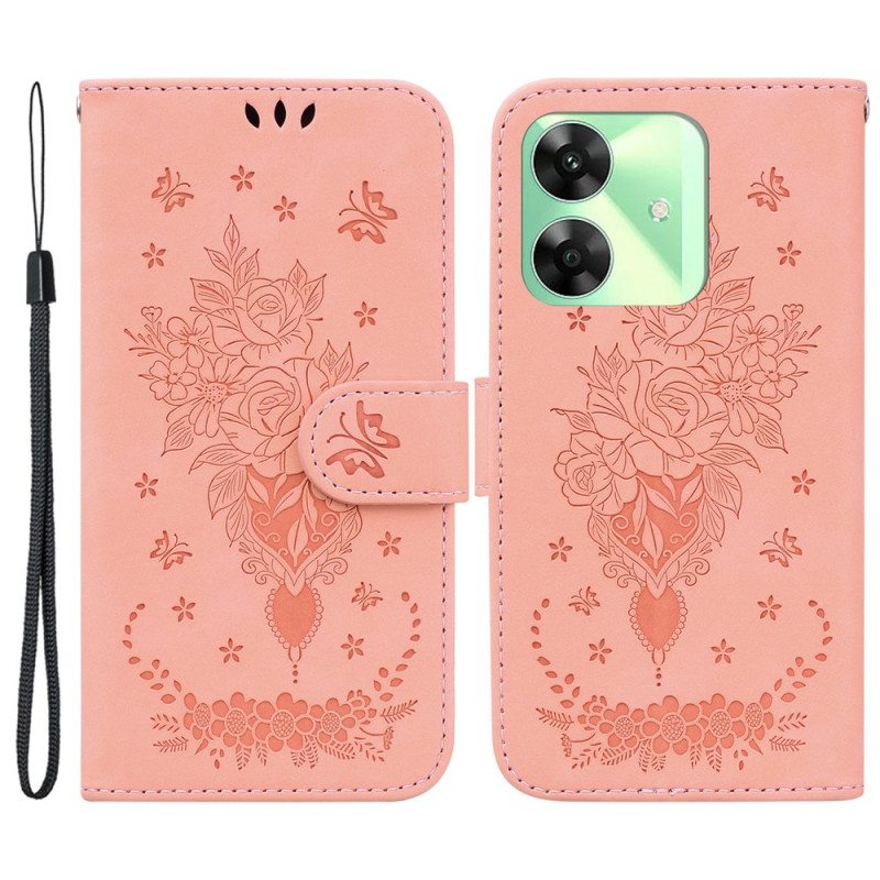 Kotelot Realme Note 60x Mokkanahkakuvioiset Ruusut Suojakuori