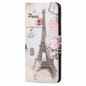 Nahkakotelo Xiaomi Redmi Note 11 Pro / 11 Pro 5G Retro Eiffel-torni