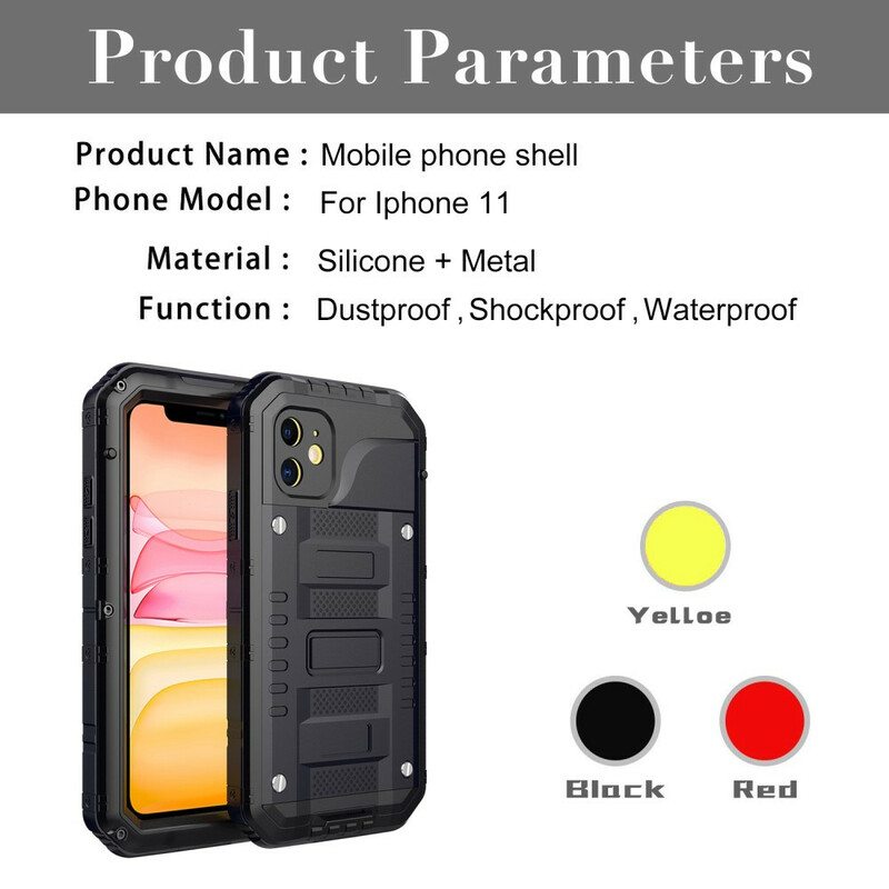 Case iPhone 11 Vedenpitävä Karkaistu Lasi Ja Metalli
