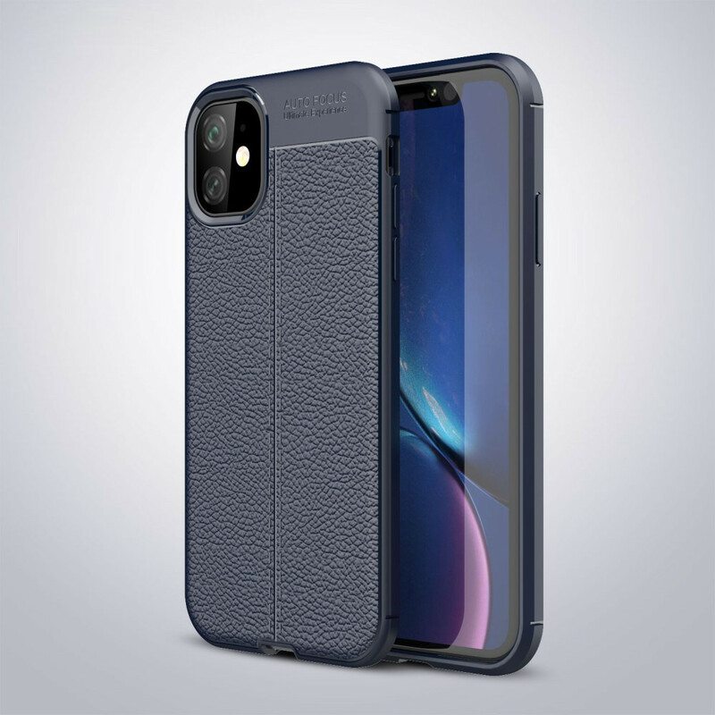 Kuori iPhone 11 Kaksilinjainen Litsi-nahkaefekti