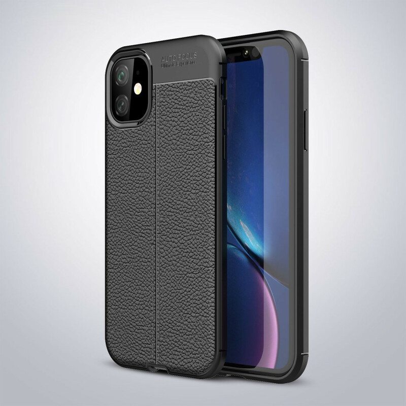 Kuori iPhone 11 Kaksilinjainen Litsi-nahkaefekti