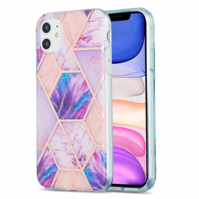 Kuori iPhone 11 Kiiltävä Geometrinen Marmori