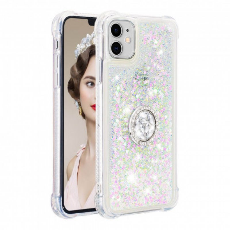 Kuori iPhone 11 Paljetteja Rengasta Tukevalla Timantilla