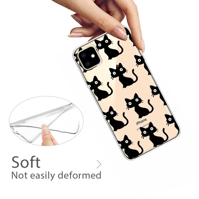 Kuori iPhone 11 Useita Mustia Kissoja