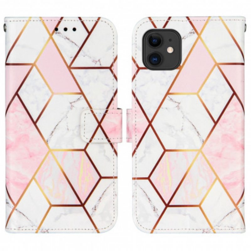 Nahkakotelo iPhone 11 Marmori Kaulanauhalla