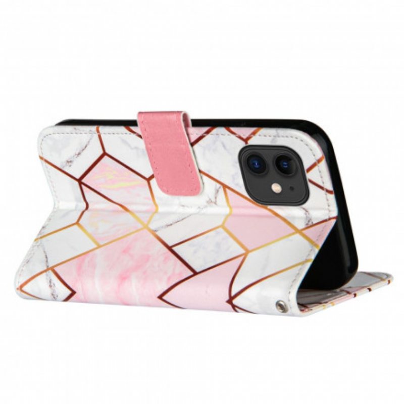 Nahkakotelo iPhone 11 Marmori Kaulanauhalla