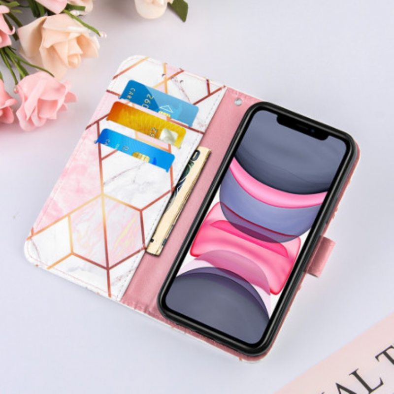 Nahkakotelo iPhone 11 Marmori Kaulanauhalla