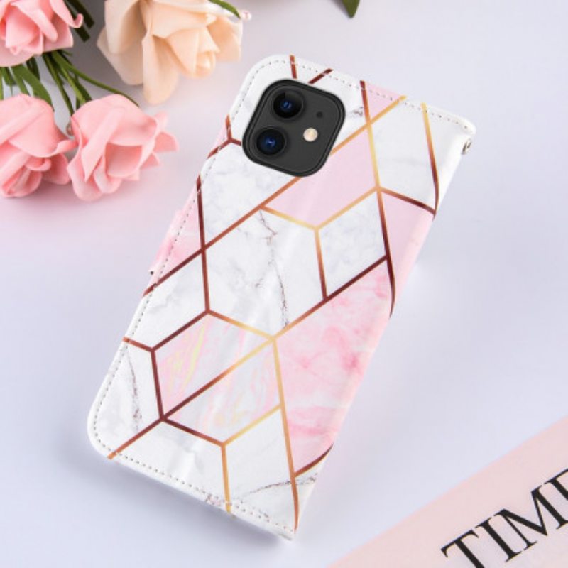 Nahkakotelo iPhone 11 Marmori Kaulanauhalla