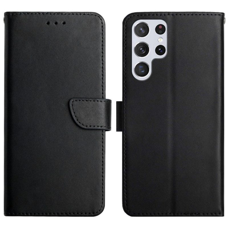 Nahkakotelo Samsung Galaxy S22 Ultra 5G Aitoa Nappan Nahkaa