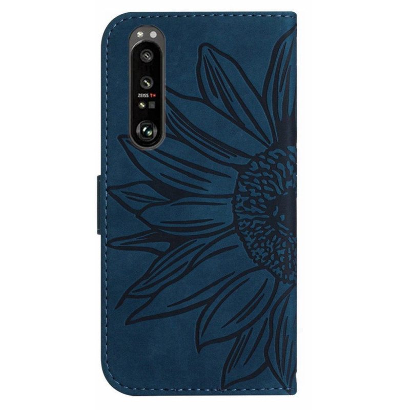 Kuoret Sony Xperia 1 Vi Auringonkukkaprintti Hihnalla