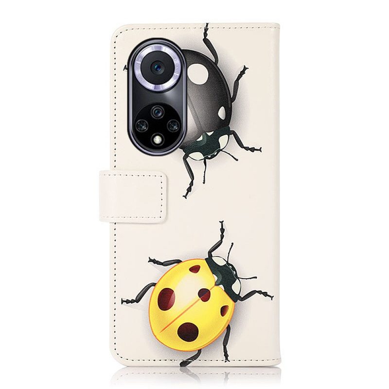 Nahkakotelo Huawei Nova 9 Leppäkerttuja