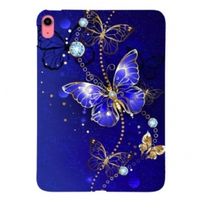 Kuori iPad (2025) Siniset Ja Kultaiset Perhoset