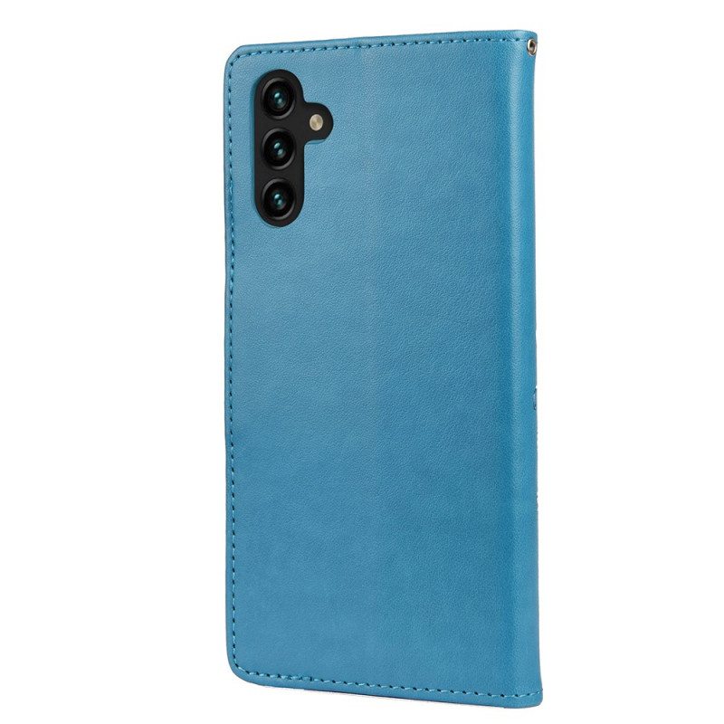 Nahkakotelo Samsung Galaxy A13 5G / A04s Perhosia Ja Kukkia