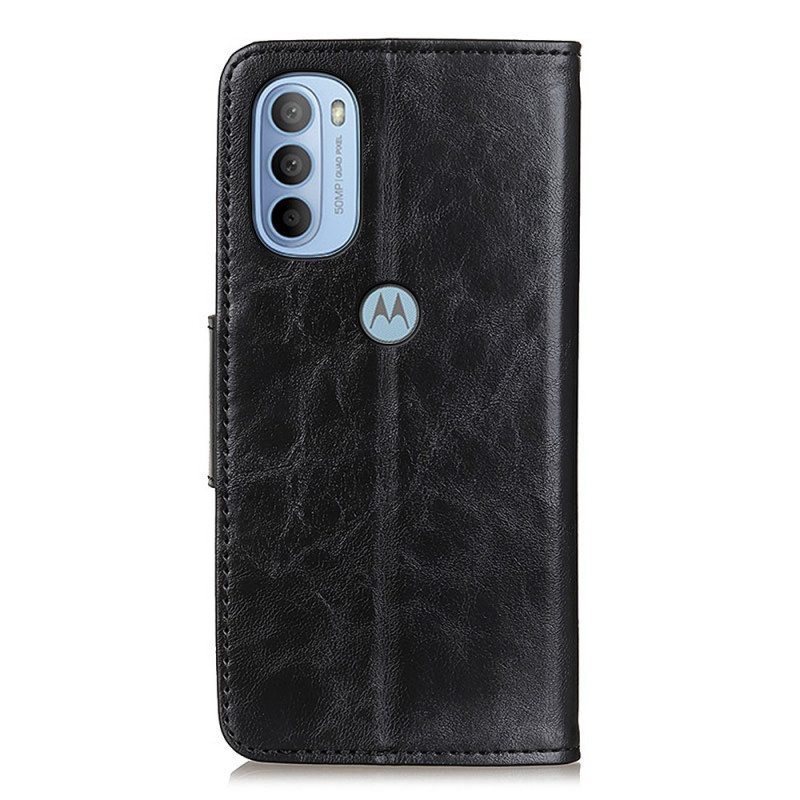 Kotelot Moto G41 / G31 Halkaistu Nahkainen Käännettävä Lukko