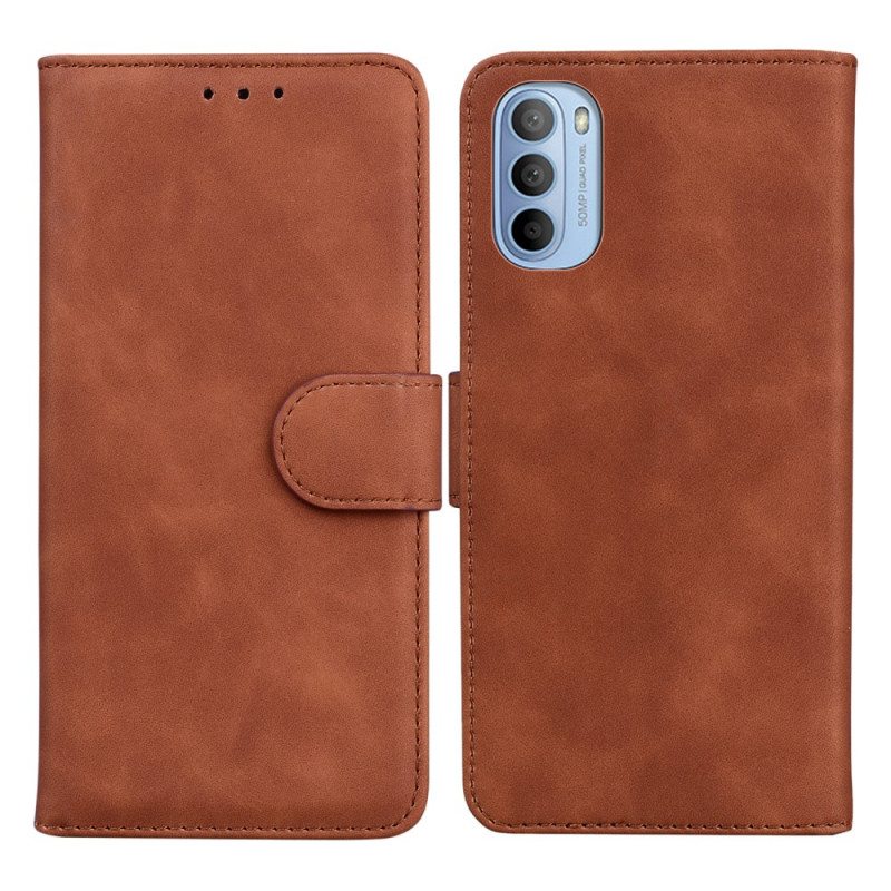 Kotelot Moto G41 / G31 Yksivärinen Nahkaefekti