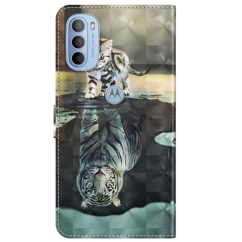 Nahkakotelo Moto G41 / G31 Ernest Tiikeri
