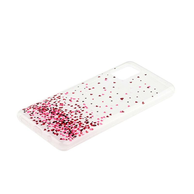 Case Samsung Galaxy A51 Saumaton Useita Punaisia Sydämiä