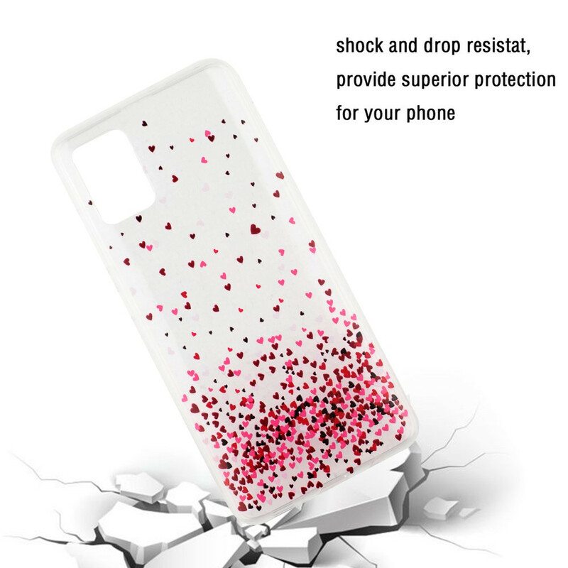 Case Samsung Galaxy A51 Saumaton Useita Punaisia Sydämiä