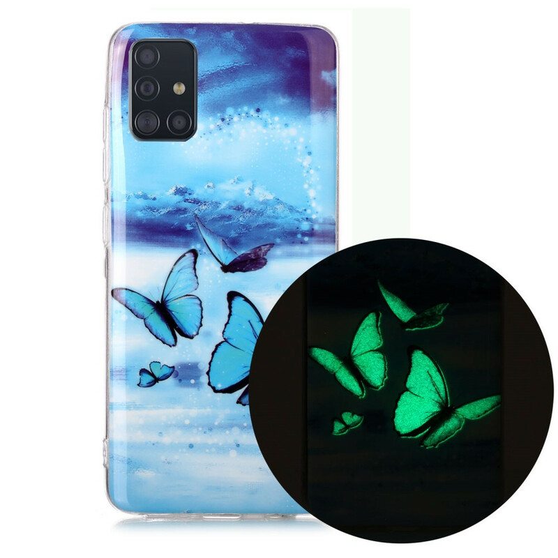 Kuori Samsung Galaxy A51 Fluoresoivat Perhoset -sarja