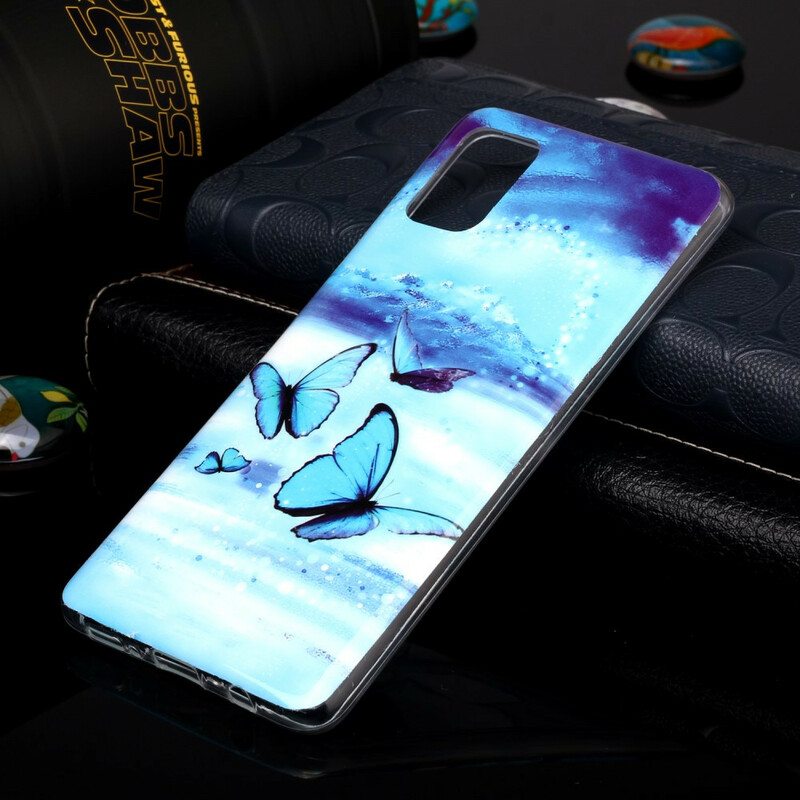 Kuori Samsung Galaxy A51 Fluoresoivat Perhoset -sarja