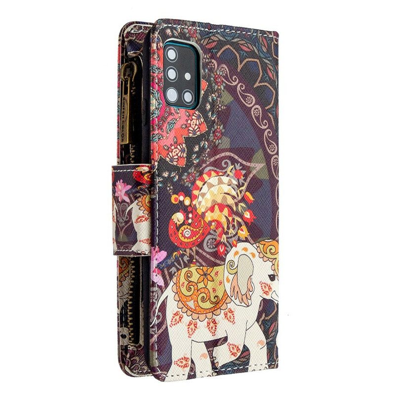 Nahkakotelo Samsung Galaxy A51 Elephant Vetoketjullinen Tasku