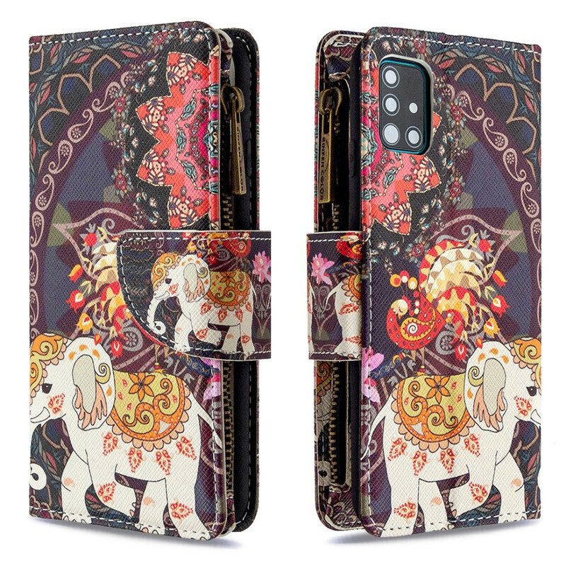Nahkakotelo Samsung Galaxy A51 Elephant Vetoketjullinen Tasku