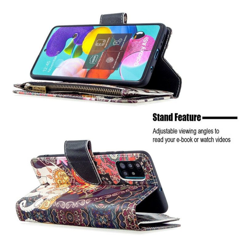 Nahkakotelo Samsung Galaxy A51 Elephant Vetoketjullinen Tasku